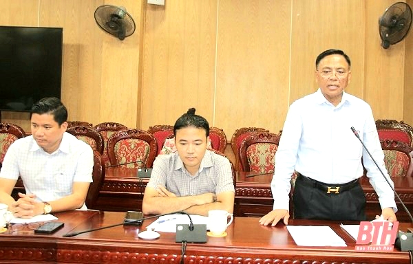 &amp;Ocirc;ng Cao Tiến Đoan  Chủ tịch Hiệp hội DN tỉnh ph&amp;aacute;t biểu tại hội nghị (Ảnh: B&amp;aacute;o Thanh H&amp;oacute;a)