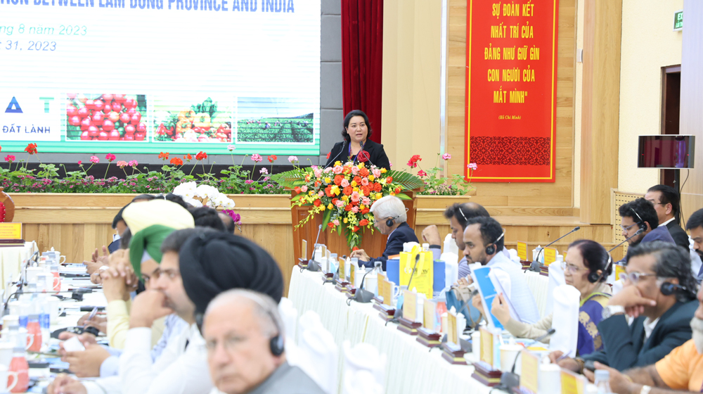 B&amp;agrave; Nguyễn Thị Thu Hiền &amp;ndash; Ph&amp;oacute; Chủ tịch Hiệp hội Doanh nghiệp tỉnh L&amp;acirc;m Đồng th&amp;ocirc;ng tin về c&amp;aacute;c thế mạnh của L&amp;acirc;m Đồng
