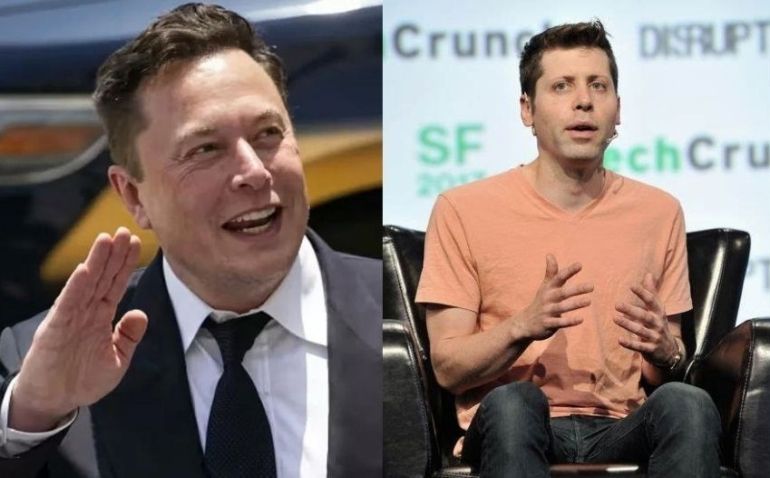 Sam Altman (tr&amp;aacute;i) v&amp;agrave; Elon Musk.