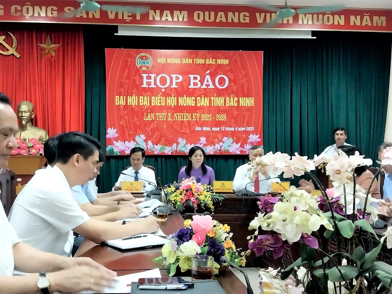 To&amp;agrave;n cảnh buổi Họp b&amp;aacute;o th&amp;ocirc;ng tin về Đại hội đại biểu Hội N&amp;ocirc;ng d&amp;acirc;n tỉnh Bắc Ninh lần thứ X