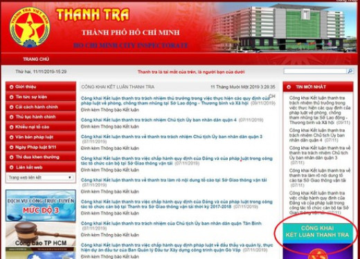 TP.HCM: Người dân đã có thể xem toàn bộ kết luận thanh tra trên website