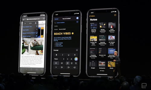 iOS 13 với dark mode. Ảnh: Engadget