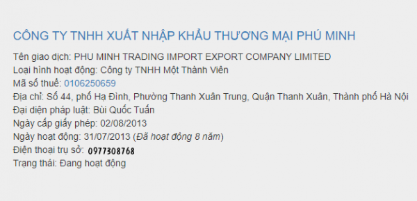 Xuất nhập khẩu Thương mại Phú Minh bị phong tỏa tài khoản để cưỡng chế thuế