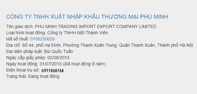 Xuất nhập khẩu Thương mại Ph&amp;uacute; Minh bị phong tỏa t&amp;agrave;i khoản để cưỡng chế thuế