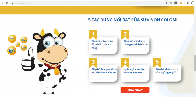 Quảng c&amp;aacute;o sản phẩm sữa non Colomi