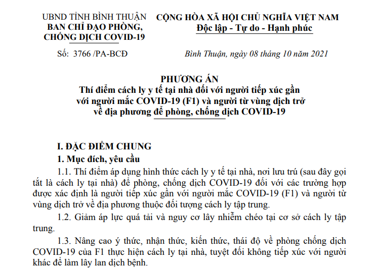Phương &amp;Aacute;n th&amp;iacute; điểm c&amp;aacute;ch ly y tế tại nh&amp;agrave; đối với người tiếp x&amp;uacute;c gần với người mắc COVID-19