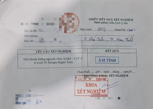 Phiếu x&amp;eacute;t nghiệm giả được thu giữ