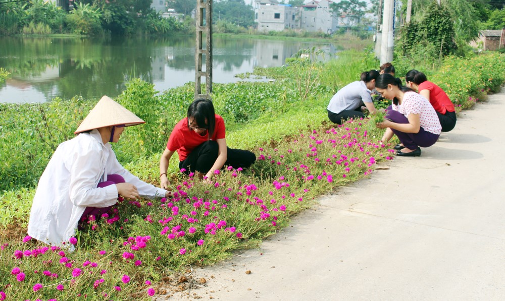 Hội vi&amp;ecirc;n phụ nữ x&amp;atilde; H&amp;agrave; Thạch, thị x&amp;atilde; Ph&amp;uacute; Thọ chăm s&amp;oacute;c con đường hoa