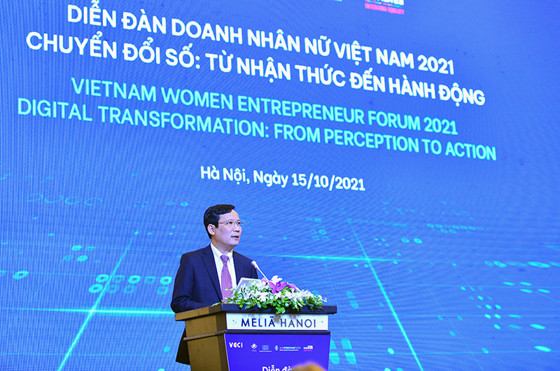 &amp;Ocirc;ng Phạm T&amp;acirc;́n C&amp;ocirc;ng - Chủ tịch VCCI ph&amp;aacute;t biểu tại Diễn đ&amp;agrave;n.  Ảnh: Quốc Tuấn