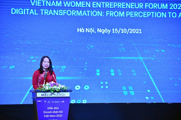Ph&amp;oacute; Chủ tịch nước V&amp;otilde; Thị &amp;Aacute;nh Xu&amp;acirc;n ph&amp;aacute;t biểu tại diễn đ&amp;agrave;n.  Ảnh: Diễn đ&amp;agrave;n Doanh nghiệp