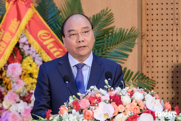 Chủ tịch nước Nguyễn Xu&amp;acirc;n Ph&amp;uacute;c ph&amp;aacute;t biểu tại buổi lễ - Ảnh: NAM TRẦN