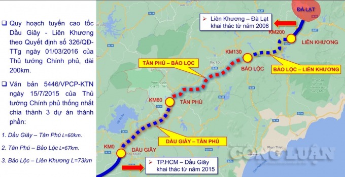 Bản đồ tuyến Cao tốc T&amp;acirc;n Ph&amp;uacute; - Bảo Lộc