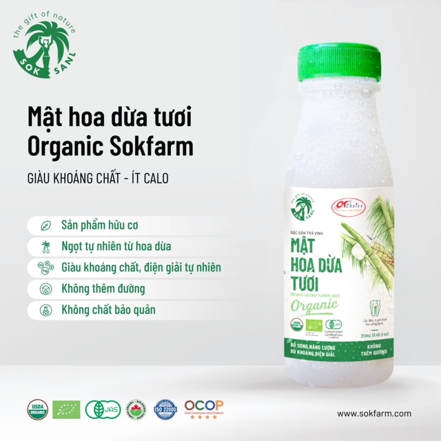 Sản phẩm Mật hoa dừa tươi Organic Soksanl - CT Choice sẽ được b&amp;aacute;n tại thị trường Hoa Kỳ