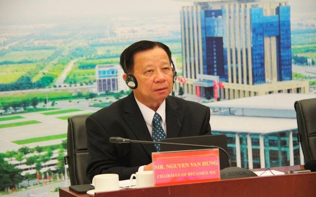 &amp;Ocirc;ng Nguyễn Văn H&amp;ugrave;ng, Chủ tịch HĐQT Becamex IDC ph&amp;aacute;t biểu tại lễ k&amp;yacute; kết hợp t&amp;aacute;c ở điểm cầu tỉnh B&amp;igrave;nh Dương