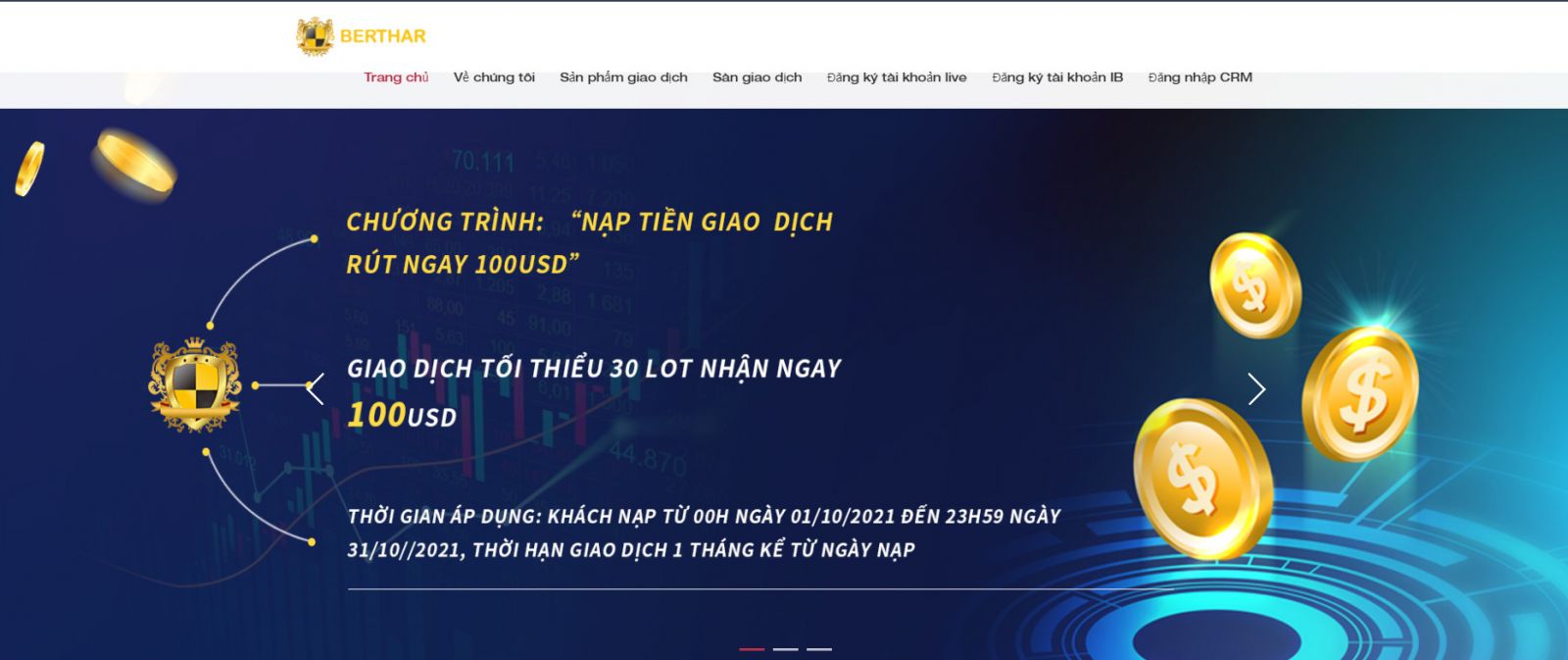 Trang chủ s&amp;agrave;n giao dịch BERTHAR &amp;ldquo;&amp;ocirc;m&amp;rdquo; tiền của người chơi (Ảnh chụp m&amp;agrave;n h&amp;igrave;nh)