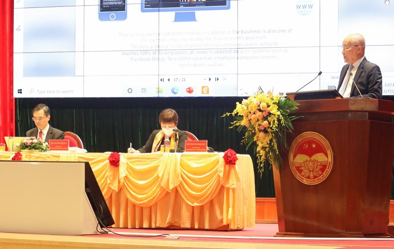 &amp;Ocirc;ng Ng&amp;ocirc; Minh Hải, Chủ tịch Hội đồng Quản trị Tập đo&amp;agrave;n TH tr&amp;igrave;nh b&amp;agrave;y tham luận tại Hội thảo khoa học quốc tế Quản trị bền vững trong bối cảnh đại dịch Covid-19, ng&amp;agrave;y 17.11.