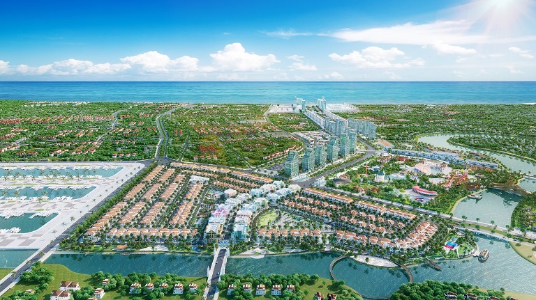 C&amp;aacute;c dự &amp;aacute;n BĐS ven s&amp;ocirc;ng tại Sầm Sơn c&amp;oacute; nhiều tiềm năng sinh lời. Ảnh phối cảnh minh họa Sun Riverside Village