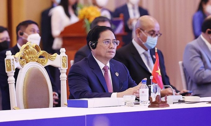 Thủ tướng Phạm Minh Chính tại Hội nghị Cấp cao ASEAN lần thứ 40 ở Phnom Penh, Campuchia, hôm nay. Ảnh: TTXVN. Thủ tướng Phạm Minh Chính tại Hội nghị Cấp cao ASEAN lần thứ 40 ở Phnom Penh, Campuchia, hôm nay. Ảnh: TTXVN.