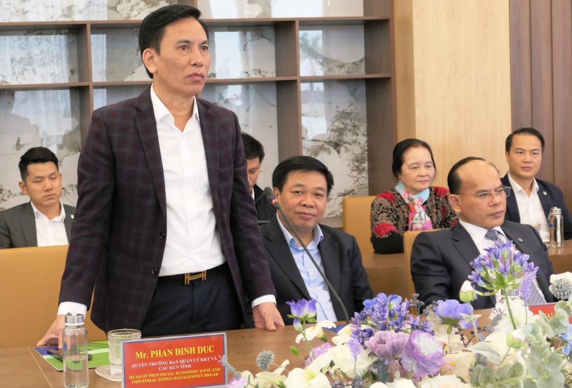 &amp;Ocirc;ng Phan Đ&amp;igrave;nh Dực &amp;ndash; quyền Trưởng Ban BQL KKT v&amp;agrave; c&amp;aacute;c KCN Th&amp;aacute;i B&amp;igrave;nh ph&amp;aacute;t biểu.