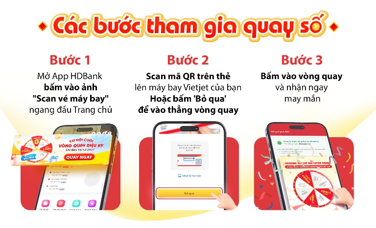 C&amp;aacute;c bước để quay v&amp;ograve;ng quay v&amp;agrave; nhận ngay may mắn với HDBank v&amp;ocirc; c&amp;ugrave;ng đơn giản