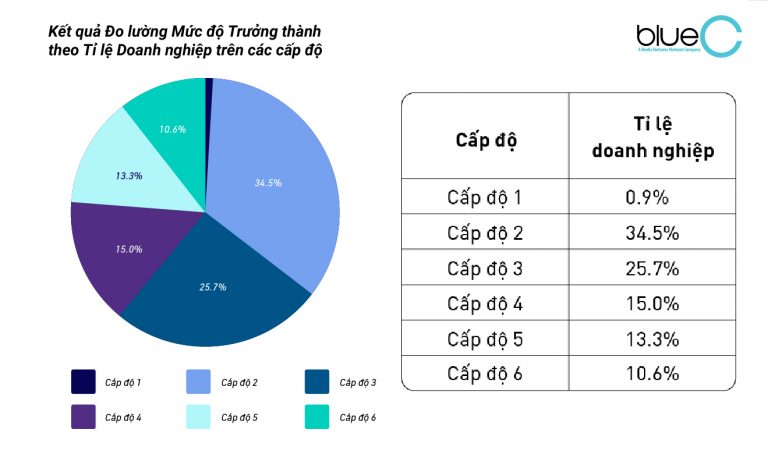 Khảo s&amp;aacute;t về hiện trạng thực thi văn h&amp;oacute;a doanh nghiệp cho thấy hầu hết c&amp;aacute;c doanh nghiệp ở Việt Nam mới triển khai ở mức trung b&amp;igrave;nh. Nguồn: Blue C