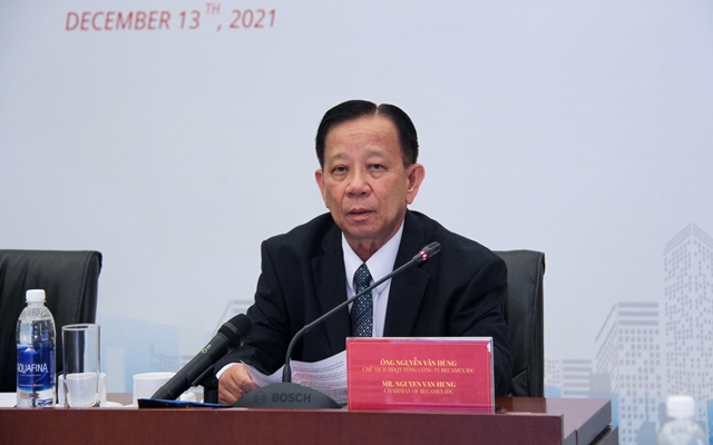 &amp;Ocirc;ng Nguyễn Văn H&amp;ugrave;ng, Chủ tịch HĐQT Tổng C&amp;ocirc;ng ty Becamex IDC ph&amp;aacute;t biểu tại buổi lễ