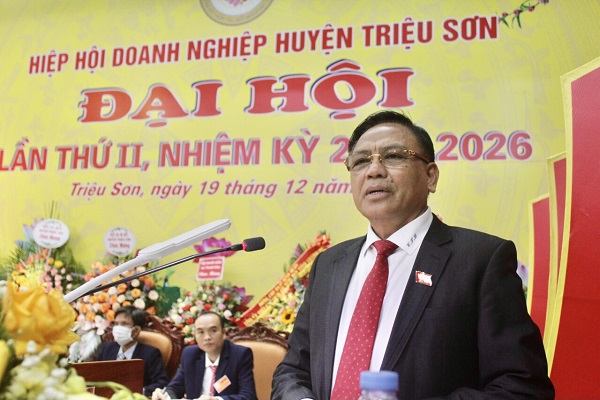 &amp;Ocirc;ng Cao Tiến Đoan, Chủ tịch Hiệp hội Doanh nghiệp tỉnh Thanh H&amp;oacute;a ph&amp;aacute;t biểu