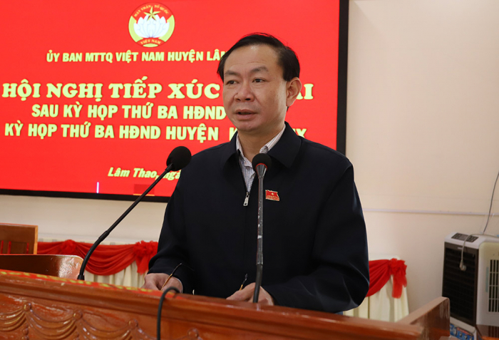 Chủ nhiệm Ủy ban Kiểm tra Tỉnh ủy, Trưởng Ban Kinh tế - Ngân sách HĐND tỉnh Phú Thọ- Đinh Công Thực phát biểu tại buổi tiếp xúc cử tri Chủ nhiệm Ủy ban Kiểm tra Tỉnh ủy, Trưởng Ban Kinh tế - Ngân sách HĐND tỉnh Phú Thọ- Đinh Công Thực phát biểu tại buổi tiếp xúc cử tri