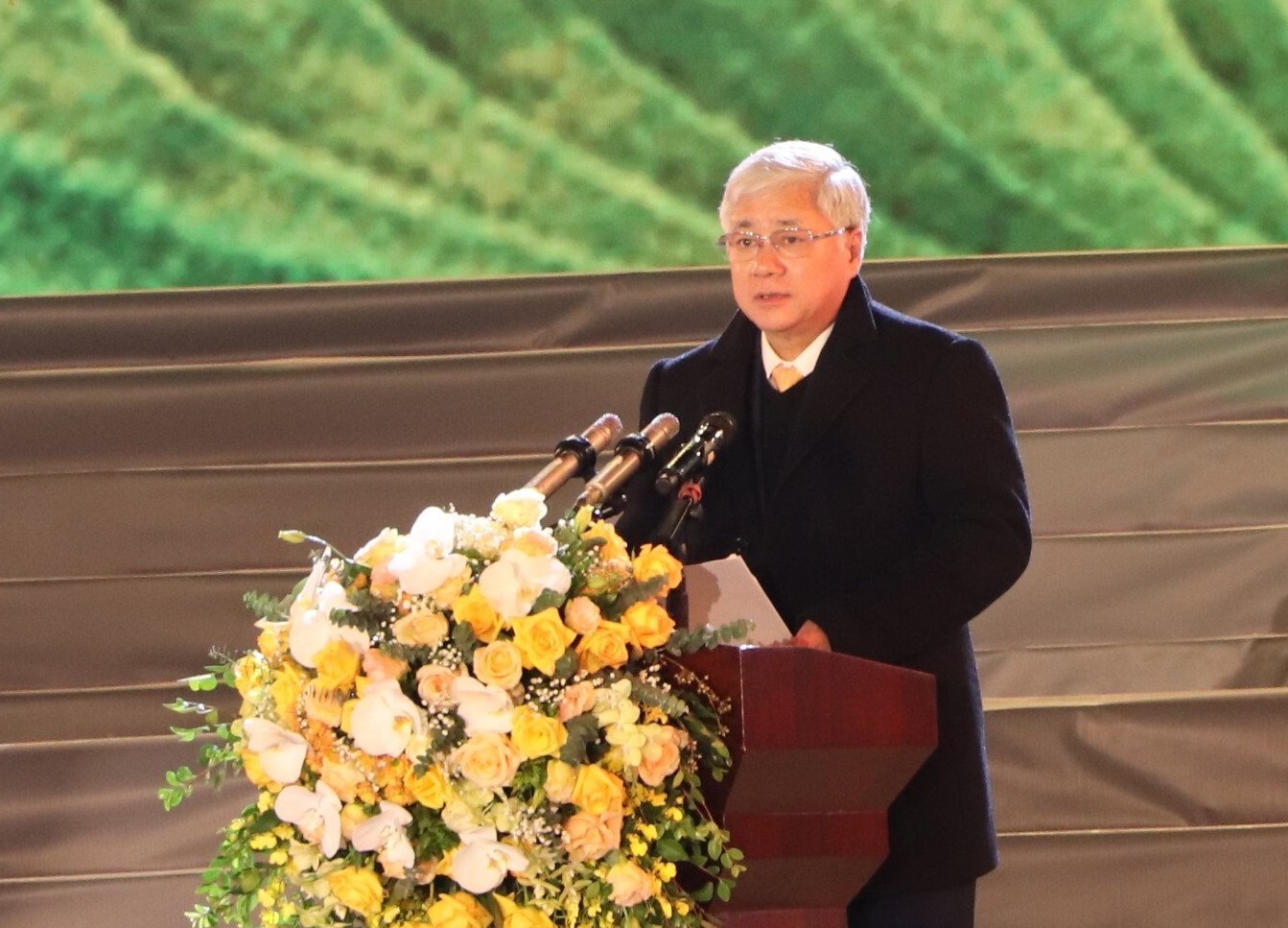 &amp;Ocirc;ng Đỗ Văn Chiến - Chủ tịch Ủy ban Trung ương mặt trận Tổ quốc Việt Nam ph&amp;aacute;t biểu trong lễ khai mạc