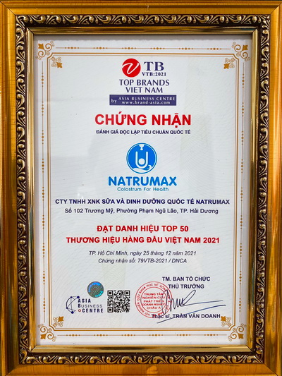 Danh hiệu n&amp;agrave;y khẳng định vị thế, năng lực v&amp;agrave; uy t&amp;iacute;n của Natrumax Việt Nam trong việc cung cấp c&amp;aacute;c giải ph&amp;aacute;p về sản phẩm cao cấp sữa non cho kh&amp;aacute;ch h&amp;agrave;ng.