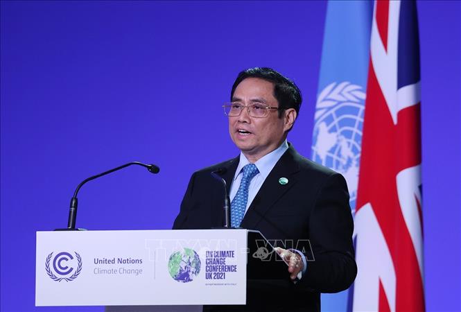 Thủ tướng Phạm Minh Ch&amp;iacute;nh ph&amp;aacute;t biểu tại Hội nghị Thượng đỉnh kh&amp;iacute; hậu trong khu&amp;ocirc;n khổ Hội nghị lần thứ 26 c&amp;aacute;c B&amp;ecirc;n tham gia C&amp;ocirc;ng ước khung của Li&amp;ecirc;n hợp quốc về Biến đổi kh&amp;iacute; hậu.