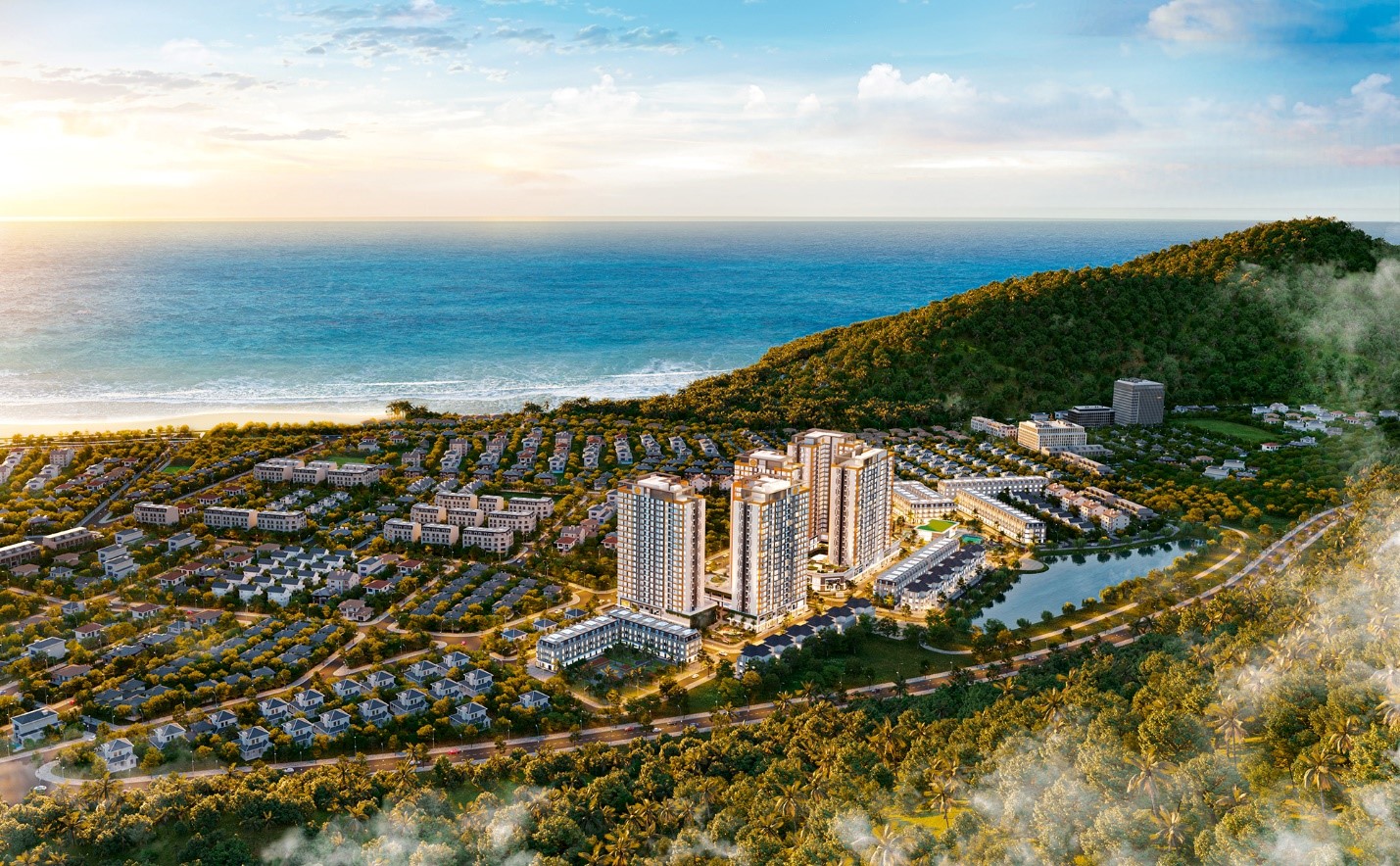 Vị tr&amp;iacute; tựa sơn hướng hải của căn hộ 9X Quy Nhơn. Ảnh phối cảnh: Hưng Thịnh Land