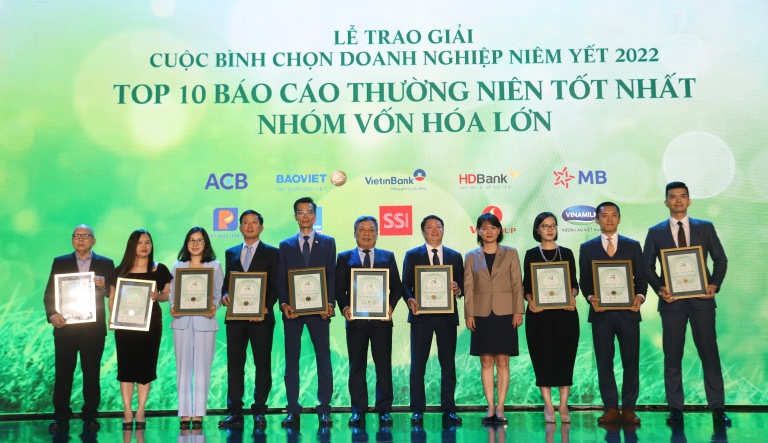 C&amp;aacute;c doanh nghiệp đầu ng&amp;agrave;nh như Vinamilk, Petrolimex, SSI, VietinBank, HDBank, MB Bank, ACB&amp;hellip; tiếp tục được vinh danh tại Cuộc b&amp;igrave;nh chọn doanh nghiệp ni&amp;ecirc;m yết vốn h&amp;oacute;a lớn năm 2022