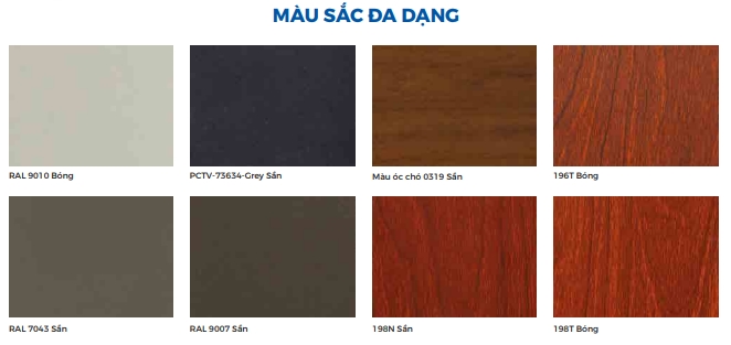 Một số m&amp;agrave;u cửa sổ mở trượt trong bảng m&amp;agrave;u cửa Eurowindow