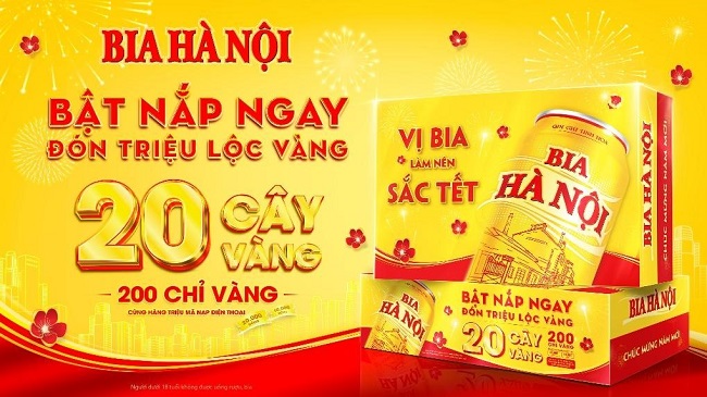 Chương tr&amp;igrave;nh khuyến mại &amp;ldquo;Bật nắp ngay đ&amp;oacute;n triệu lộc v&amp;agrave;ng&amp;rdquo; của Bia H&amp;agrave; Nội Tết 2024