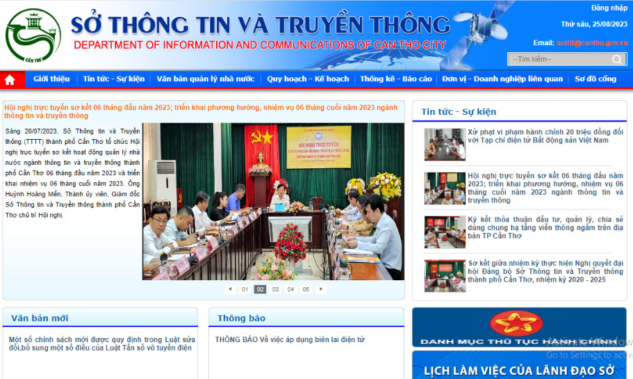 Cổng Th&amp;ocirc;ng tin điện tử Sở TTTT th&amp;agrave;nh phố Cần Thơ.