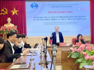 PGS.TS Tường Duy Kiên, Viện trưởng Viện Quyền con người phát biểu khai mạc Hội thảo