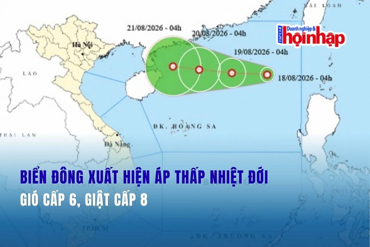 Biển Đông xuất hiện áp thấp nhiệt đới, gió cấp 6, giật cấp 8