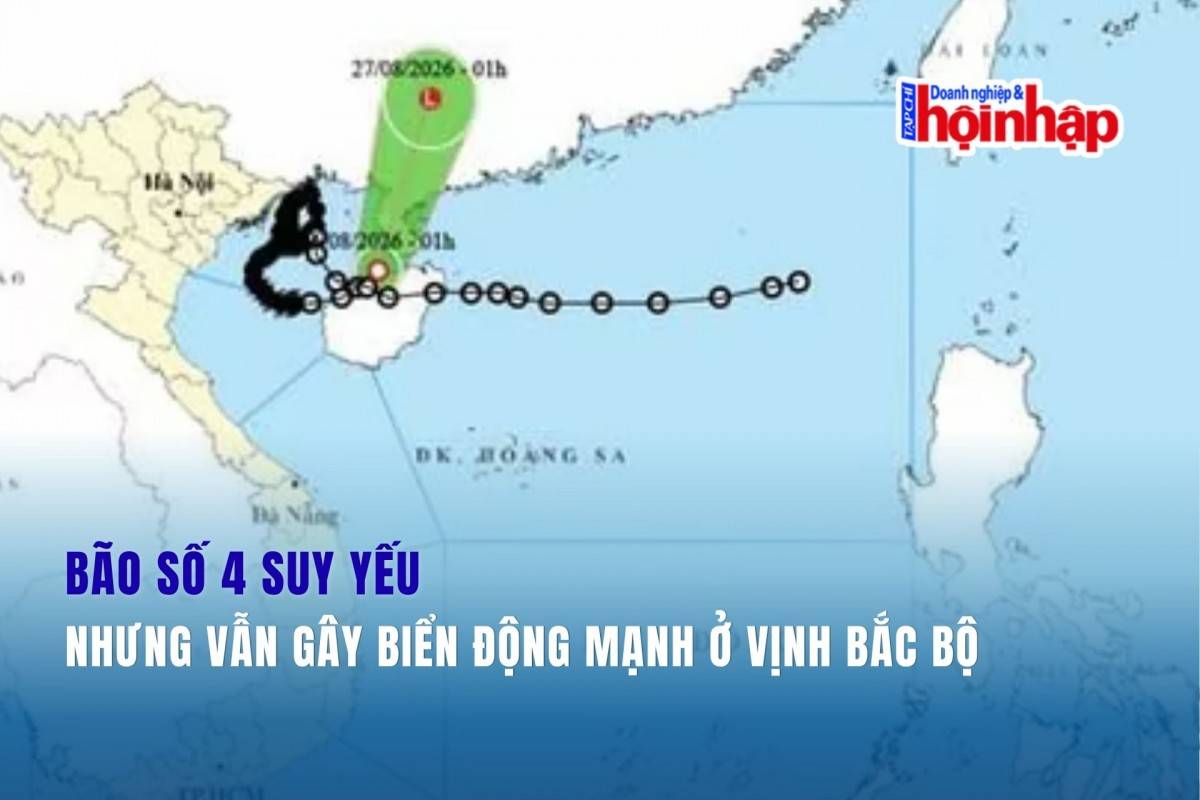 Bão số 4 suy yếu, nhưng vẫn gây biển động mạnh ở Vịnh Bắc Bộ