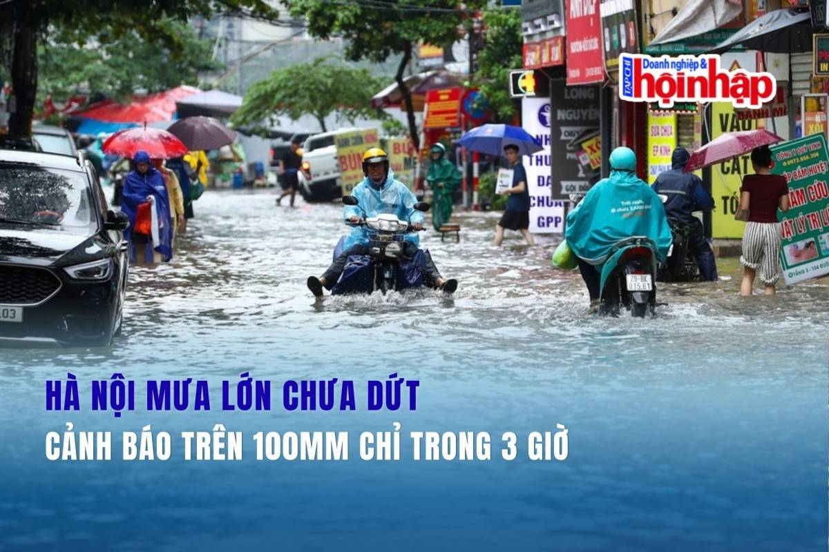 Hà Nội mưa lớn chưa dứt: Cảnh báo trên 100mm chỉ trong 3 giờ